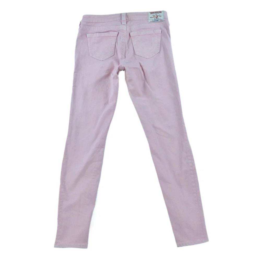 True Religion Jeans Women's 30x30 Super Skinny Pink Stretch Distressed Denim - Picture 7 of 9